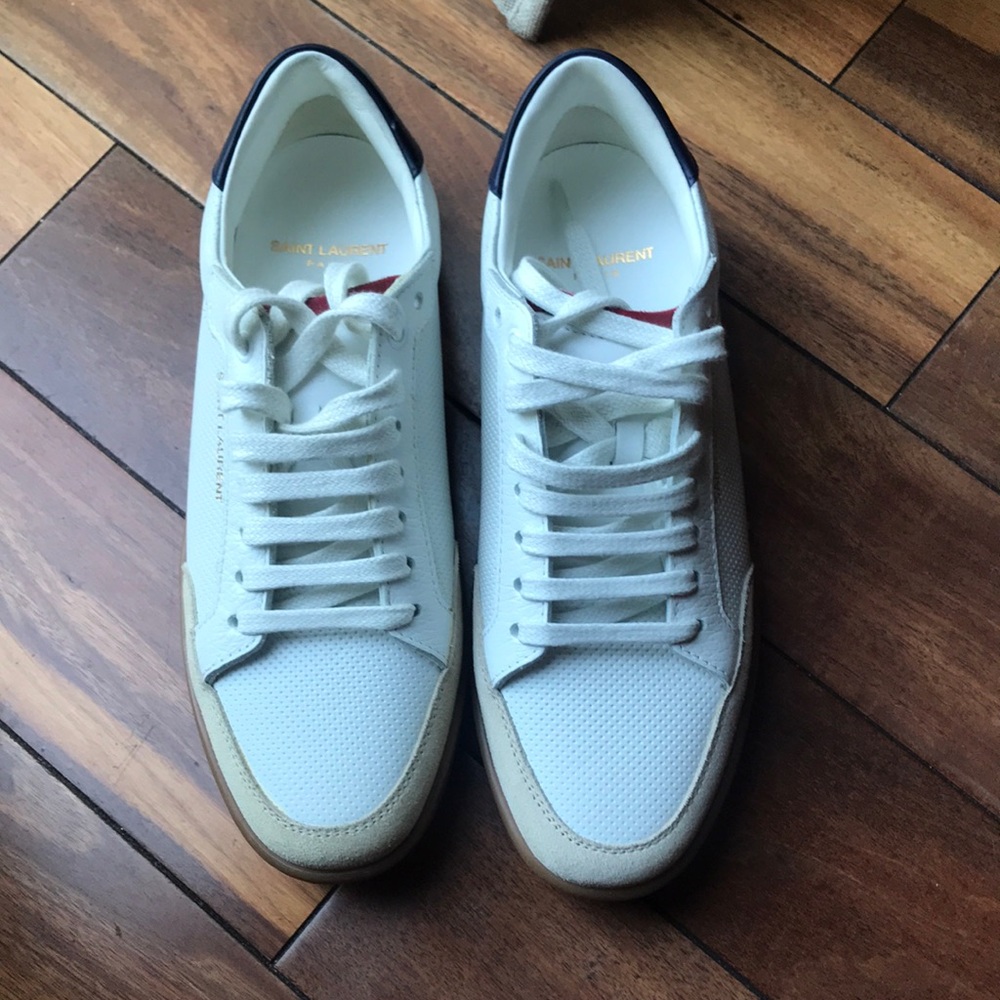 SAINT LAURENT Women’s Court Classic Perforated Low Top Sneakers